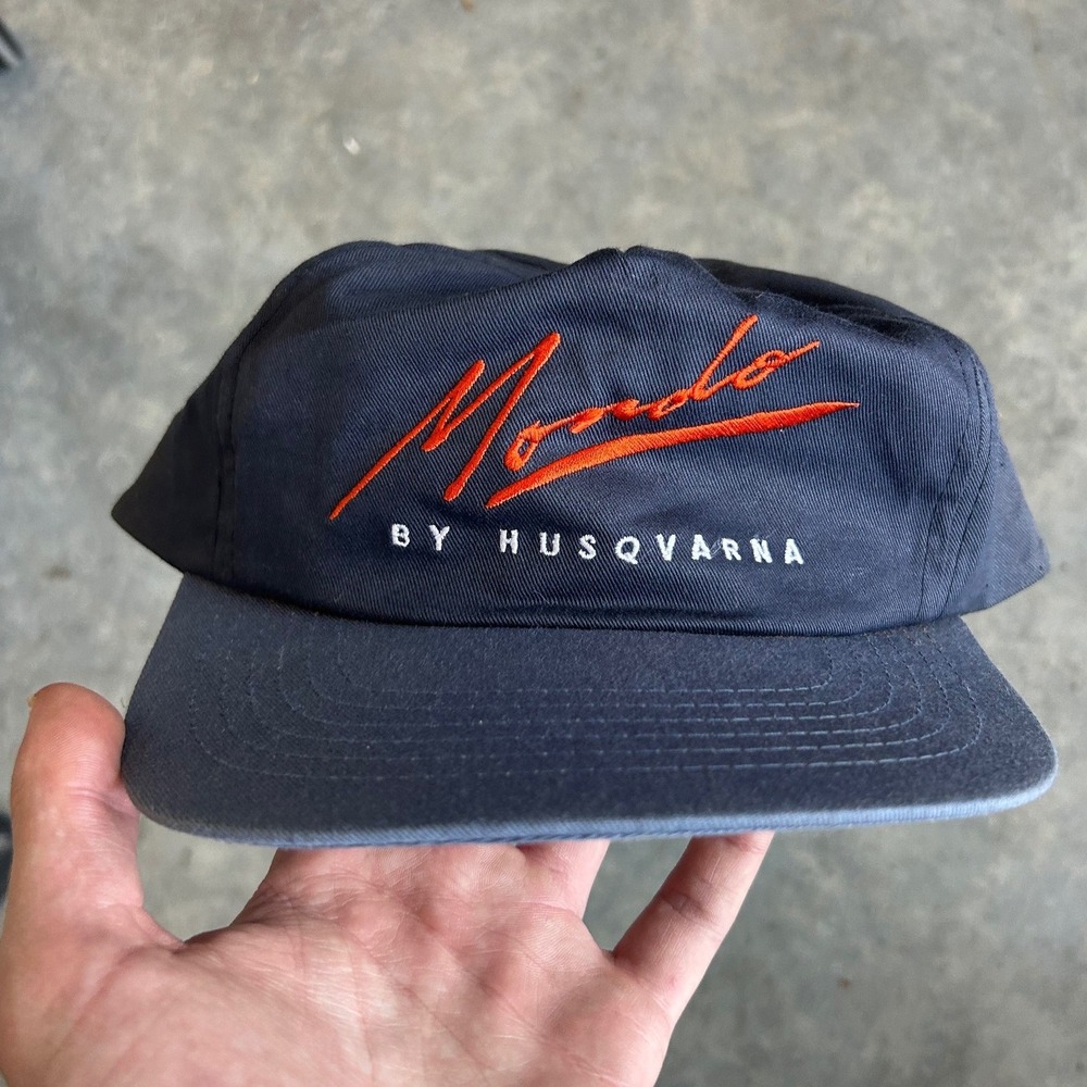 Husqvarna Mondo Vintage Navy Blue Snapback Hat Orange Embroidery Cotton Cap